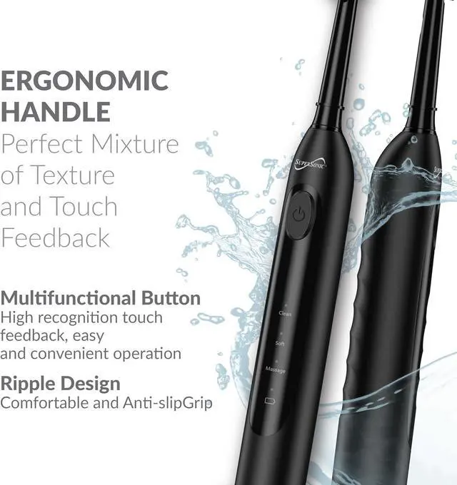 Alt view image 5 of 14 - Supersonic Sonic ZOOM +TB-1000 Toothbrush 6 Heads & Wireless Rechargeable Black