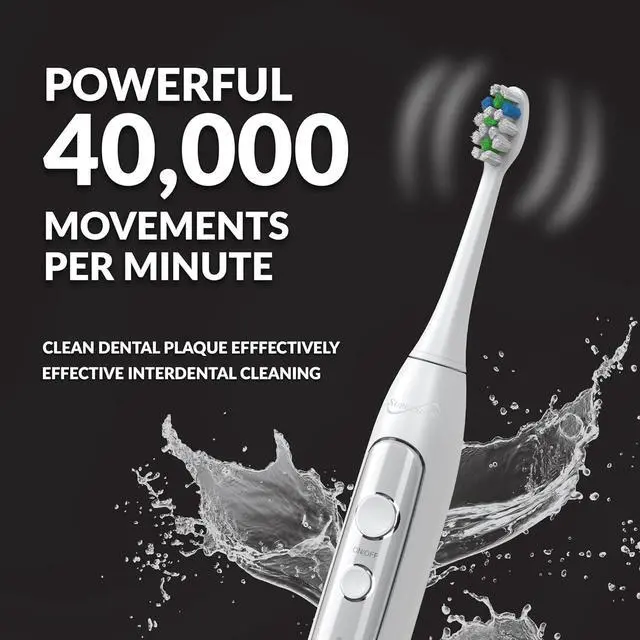 Alt view image 7 of 14 - Supersonic Sonic Zoom Whitening Electric Toothbrush 40,000 VPM 5 Modes 8 Heads TB-5100 White