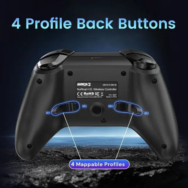 Alt view image 5 of 14 - Hyperkin Armor3 NuRival Wireless Controller for Nintendo Switch OLED/Lite, Hall Effect, RGB M07619-BKHE