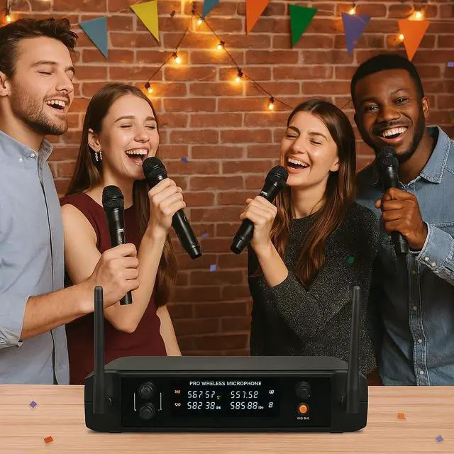 Alt view image 4 of 10 - Supersonic SC-909 2.4G 4 Channel Wireless Microphone System 160FT Range, Crystal Clear Sound