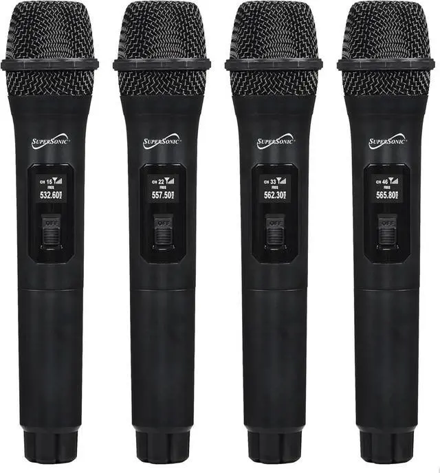 Alt view image 5 of 10 - Supersonic SC-909 2.4G 4 Channel Wireless Microphone System 160FT Range, Crystal Clear Sound