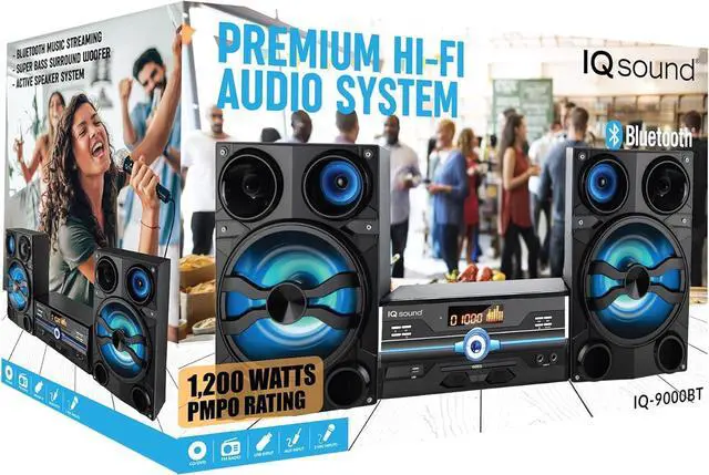Alt view image 2 of 3 - Supersonic IQ Sound IQ-9000BT HiFi Multimedia Audio System with Bluetooth and AUX/USB/Mic Inputs