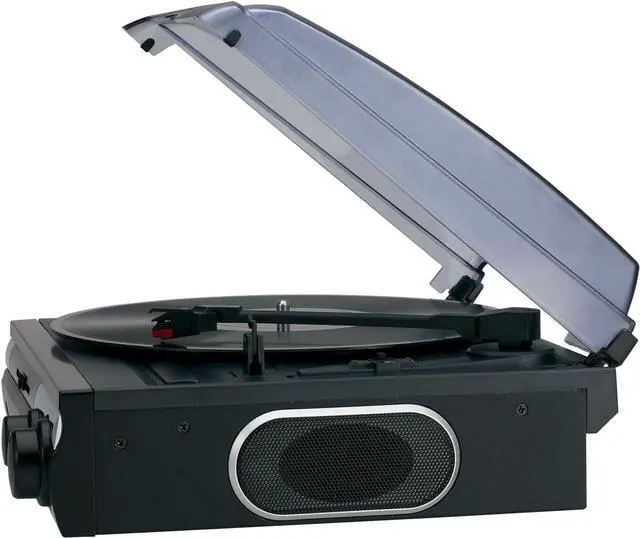 Alt view image 3 of 4 - Jensen JTA-230 3 Speed Stereo Turntable with Built in Speakers, Aux in, Vinyl to MP3 Converting/Encoding