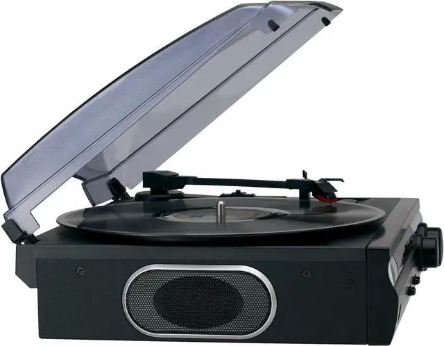 Alt view image 2 of 4 - Jensen JTA-230 3 Speed Stereo Turntable with Built in Speakers, Aux in, Vinyl to MP3 Converting/Encoding