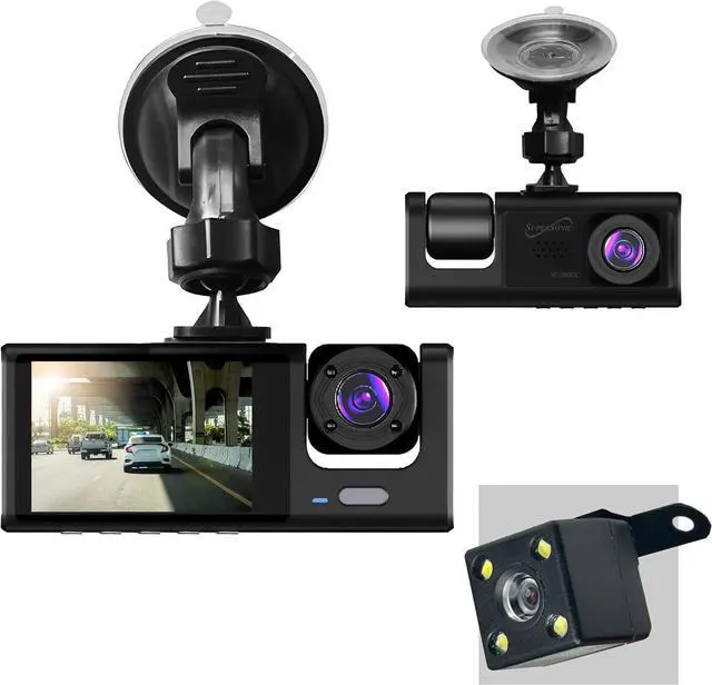 Main image of Supersonic RoadEYEpro HD Dash Cam FHD 1080p Front+Cabin+Rear, Night Vision, G-Sensor, GPS, Loop Recording, 32GB SD, SC-580DC