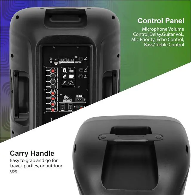 Alt view image 6 of 7 - Supersonic IQ Sound 15-inch Portable Bluetooth Speaker w/True Wireless Stereo LED Light Show FM Radio Tripod Microphone IQ-4715DJBT
