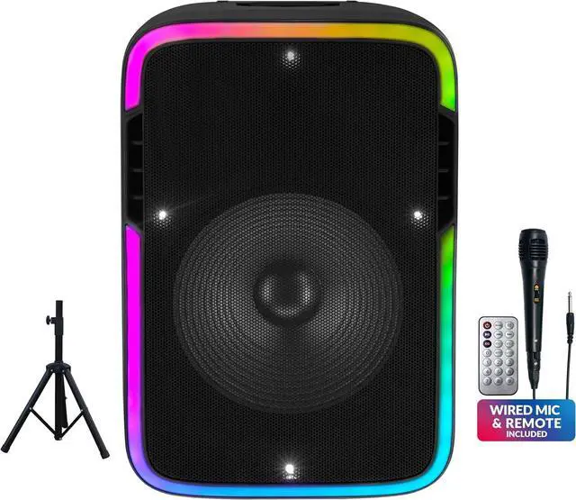 Alt view image 3 of 7 - Supersonic IQ Sound 15-inch Portable Bluetooth Speaker w/True Wireless Stereo LED Light Show FM Radio Tripod Microphone IQ-4715DJBT