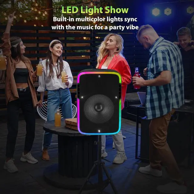 Alt view image 7 of 7 - Supersonic IQ Sound 15-inch Portable Bluetooth Speaker w/True Wireless Stereo LED Light Show FM Radio Tripod Microphone IQ-4715DJBT
