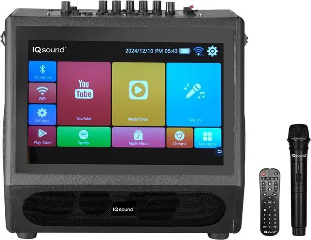 Alt view image 2 of 6 - Supersonic IQ Sound Portable Karaoke System, 12.1 Touch Screen, 5000W Peak, Bluetooth, WiFi, HDMI, FM, Mic IQ-1505WK