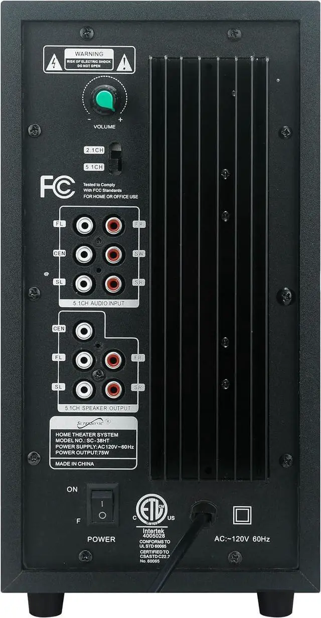 Alt view image 3 of 5 - Supersonic SC-38HT 5.1 Channel DVD Home Theater System DVD/CD , Karaoke Mic Jack