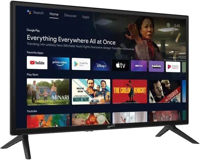 Alt view image 2 of 7 - Supersonic 24 DLED Smart HDTV w Google Assistant, ATSC & NTSC, HDMI USB, AC/DC Compatible SC-2450GTV