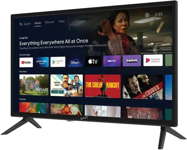 Alt view image 4 of 7 - Supersonic 24 DLED Smart HDTV w Google Assistant, ATSC & NTSC, HDMI USB, AC/DC Compatible SC-2450GTV