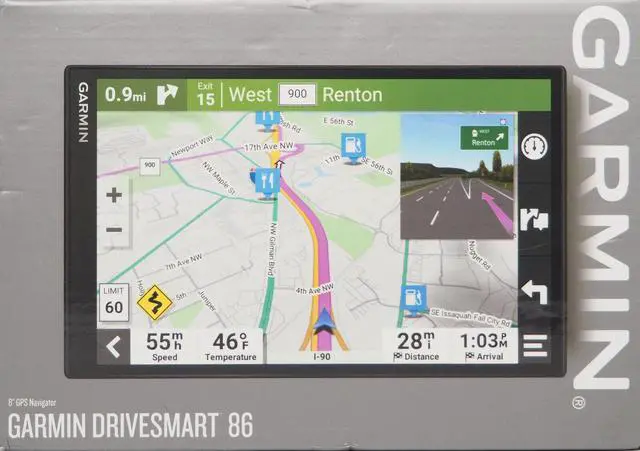 Main image of Garmin - DriveSmart 86 8" GPS with Built-In Bluetooth, Map Updates and Traffic Updates - Black 010-02471-00