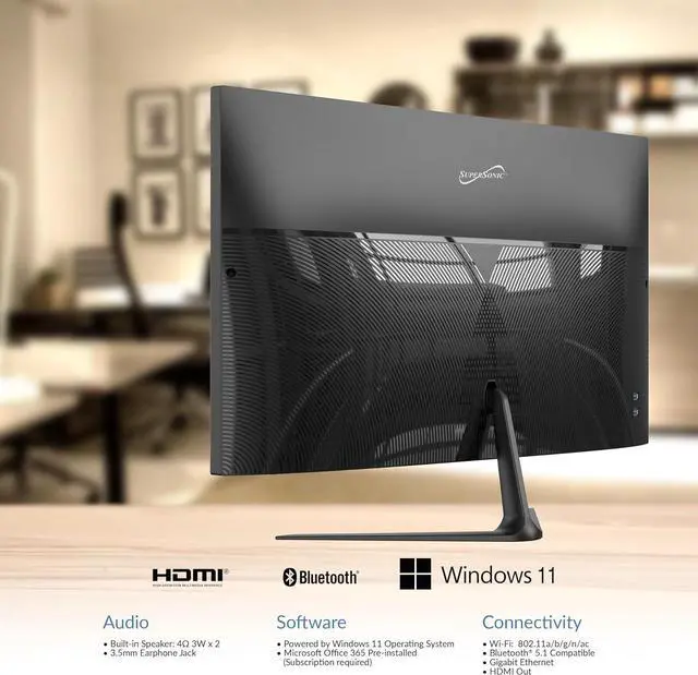 Alt view image 5 of 7 - Supersonic SC-5527AIO 27" All-in-One Desktop Computer PC, Intel N100, 16GB RAM, 512GB SSD, Windows 11, Office 365
