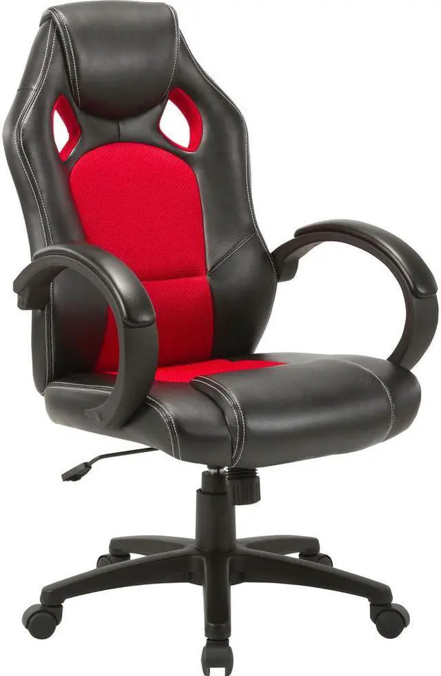 Main image of Lorell High-back 2-Color Economy Gaming Chair - Mesh, Polyurethane, Nylon - Black, Red