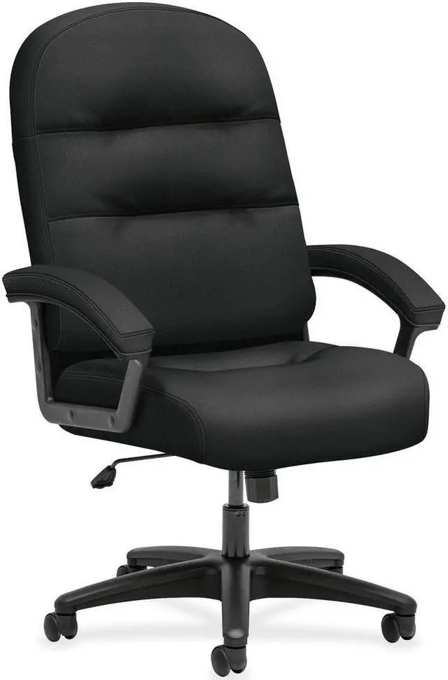 Alt view image 4 of 6 - HON Pillow-Soft High-Back Chair - Fabric Black, Plush, Memory Foam Seat - Fiber Black, Fabric Back - 26.3" Width x 29.8"