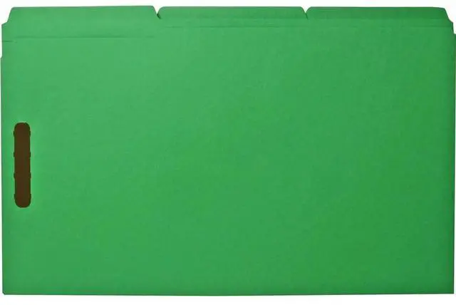Alt view image 3 of 3 - Sparco Fastener Folders w/ 2-Ply Tab 1/3 Ast Tab 50/BX Lgl Green SP17220