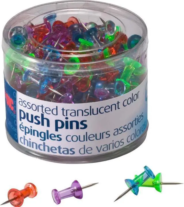 Alt view image 4 of 4 - Officemate International Corp 35710 Officemate International Corp 35710 Push Pins Assorted Translucent Colors 200 Co