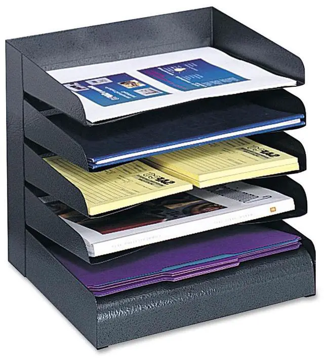 Alt view image 9 of 13 - Safco Steel Desk Tray Sorter 5-Tier Ltr 12"x9-1/2"x11-1/4" BK 3127BL