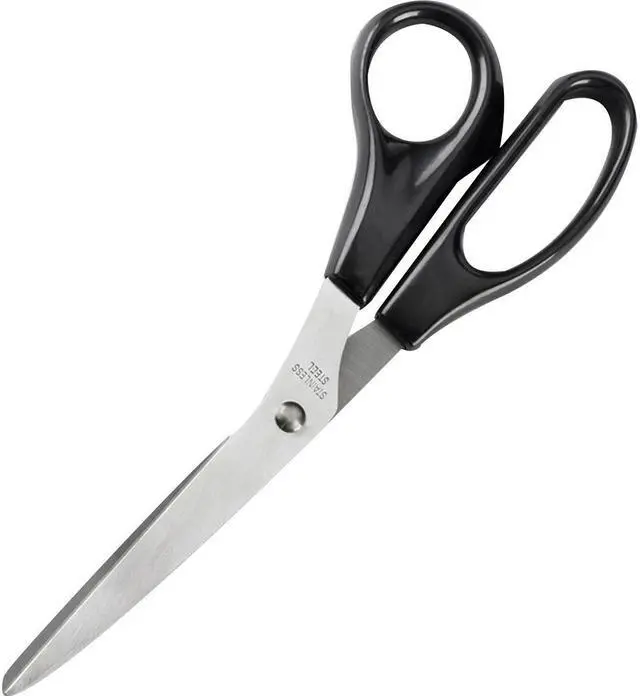 Main image of Business Source Stainless Steel Scissors Bent 8"L Black Handles 65647