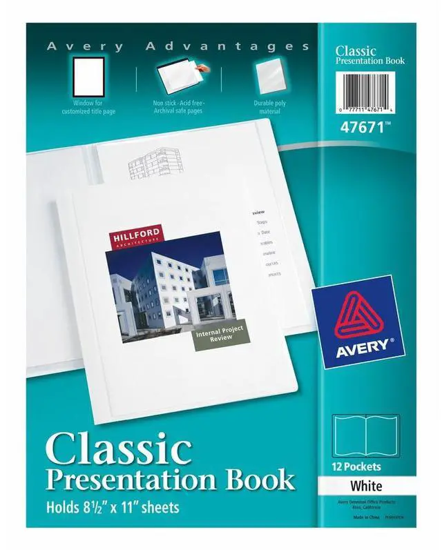 Alt view image 7 of 9 - Avery Presentation Book 12 Pockets 8-1/2"x11" White 47671