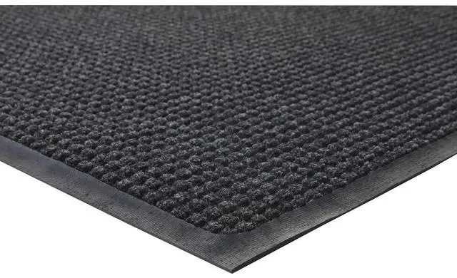 Alt view image 9 of 18 - Genuine Joe Indoor/Outdoor Mat Rubber Cleated Backing 3'x5' Charcoal 59473