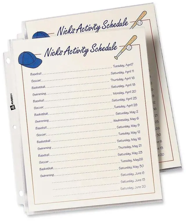 Alt view image 6 of 7 - Avery 75540 Standard Weight Sheet Protector Letter 8.50" x 11" - Rectangular - Polypropylene - 10 / Pack - Clear