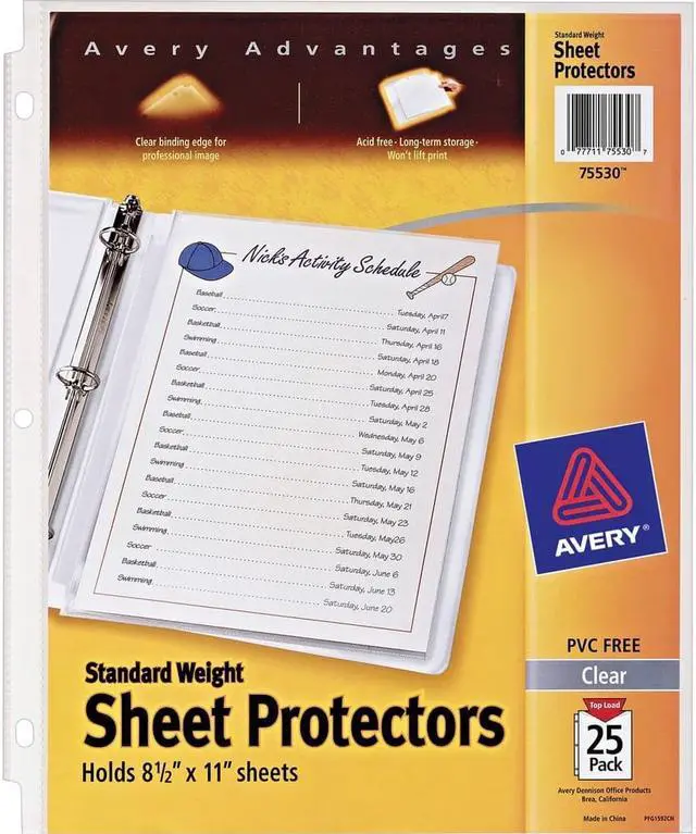 Alt view image 9 of 9 - Avery Sheet Protector Standard-Weight 8-1/2"x11" 25/PK Clear 75530