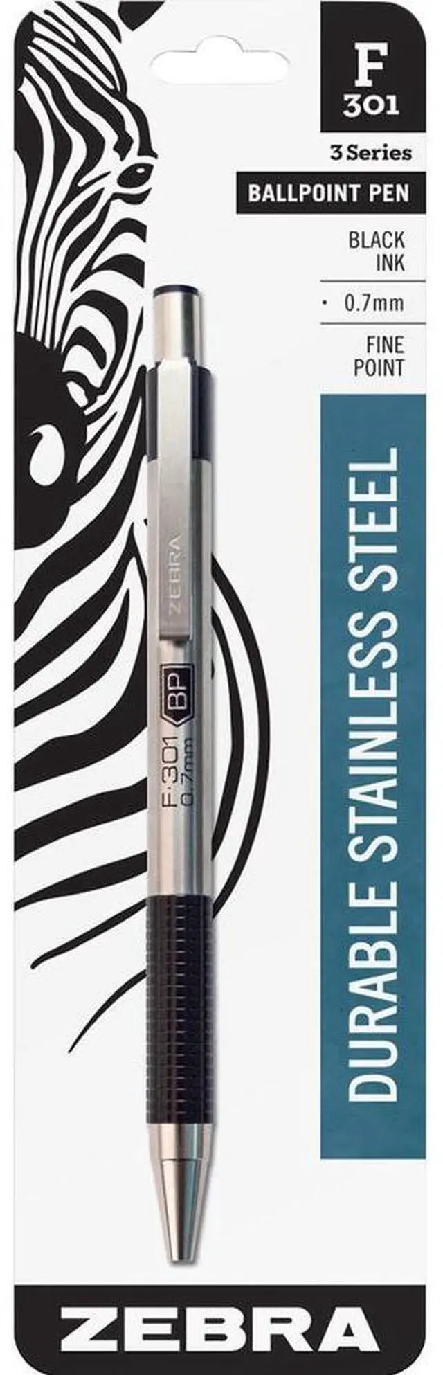 Alt view image 2 of 7 - Zebra Ballpoint Pen Refillable .7mm Stainless Steel/Black 27111