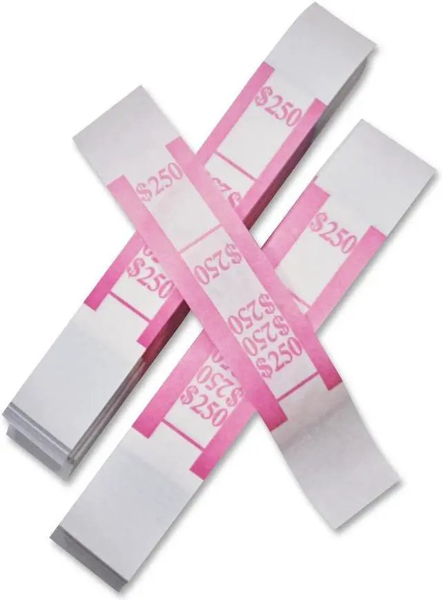 Alt view image 7 of 10 - PM Company 55029 Securit $250.00 Denomination White Kraft Currency Bands with Quick Stick Adhesive, Cerise, 1000 Band