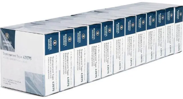 Alt view image 3 of 10 - Business Source Transparent Tape 1" Core 3/4"x1000" 12/PK Clear 43575