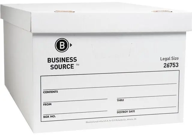Alt view image 3 of 6 - Business Source Storage Boxes Legal 500 lb 15"x24"x10" 12/CT White 26753
