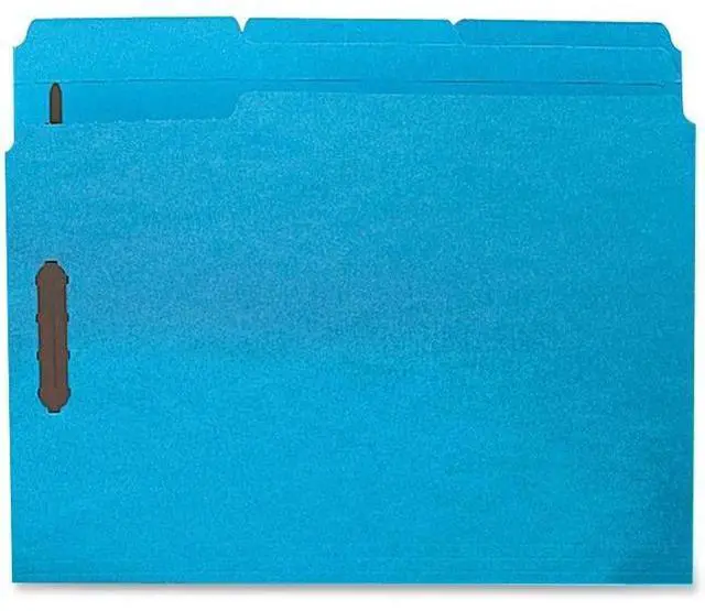 Alt view image 2 of 3 - Sparco Fastener Folders w/ 2-Ply Tab 1/3 Ast Tab 50/BX Ltr Blue SP17267
