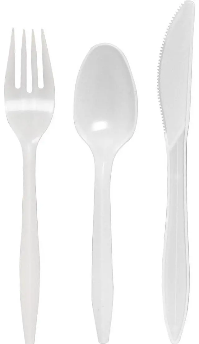 Alt view image 7 of 8 - Utensil Kit Poly Knife/Fork/Spoon Napkin 250 PK/CT White