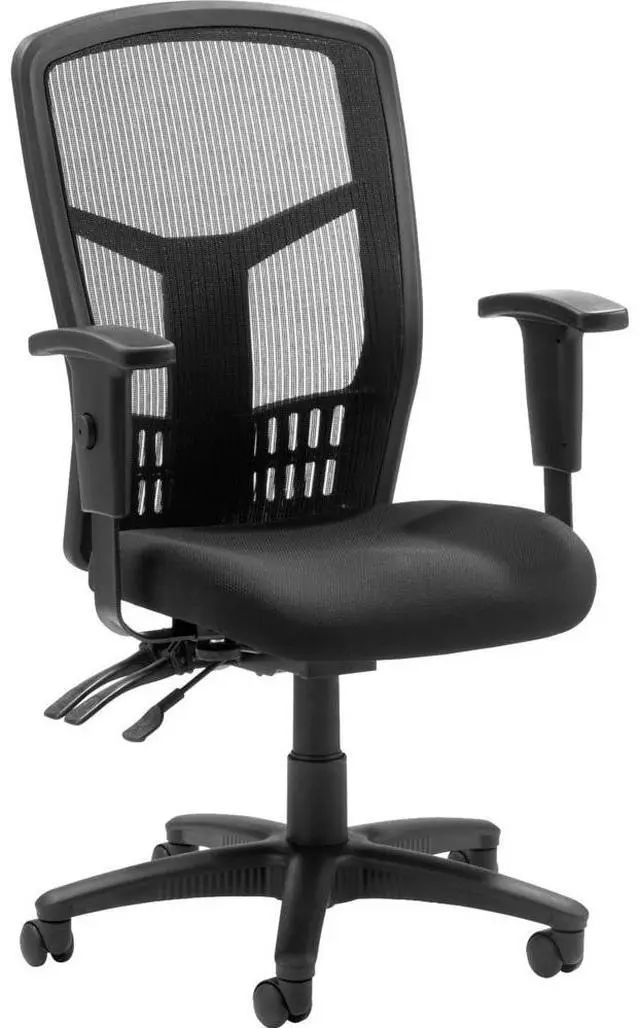 Alt view image 10 of 16 - Lorell Exec High-Back Chair Mesh 28-1/2"x28-1/2"x45 Black 86200