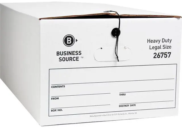 Alt view image 4 of 6 - Business Source Storage Box Legal 700 lbs 15"x24"x10" 12/CT White 26757
