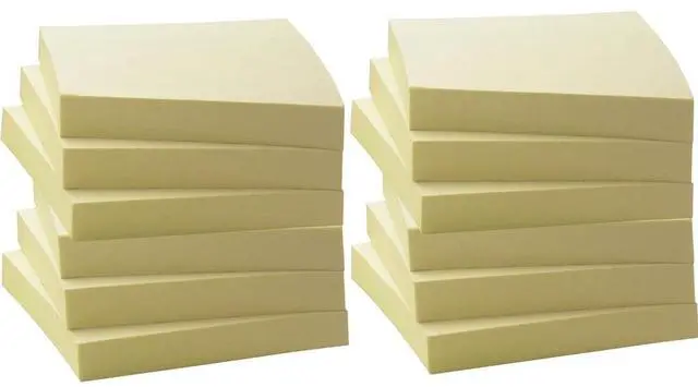 Alt view image 3 of 5 - Recycled Adhesive Note Pads 3"x3" 12/PK Yellow