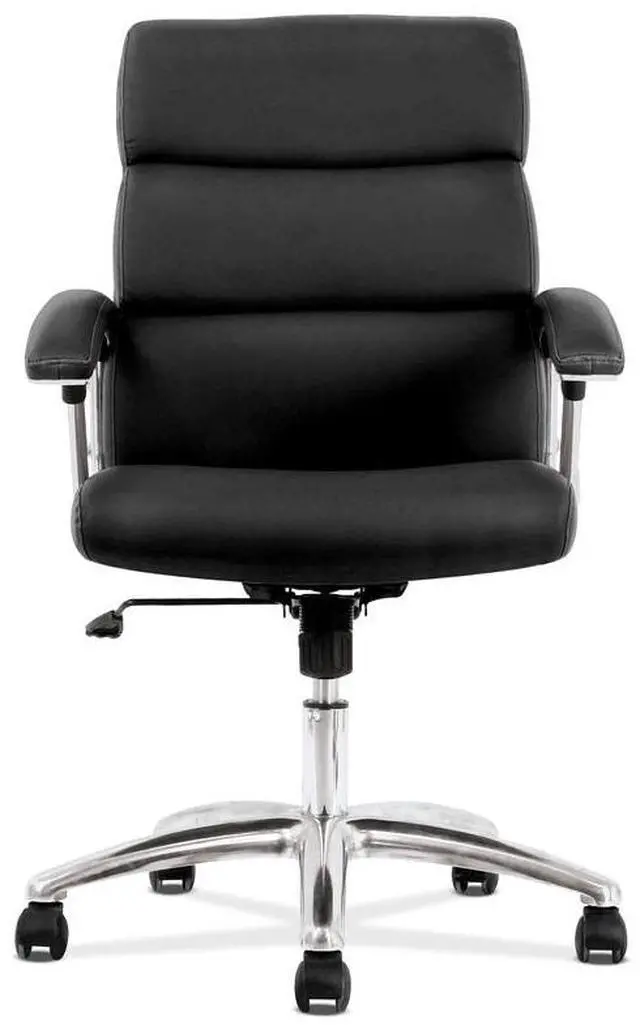 Alt view image 10 of 19 - Basyx VL103 Series Executive Mid-Back Chair Black Leather VL103SB11