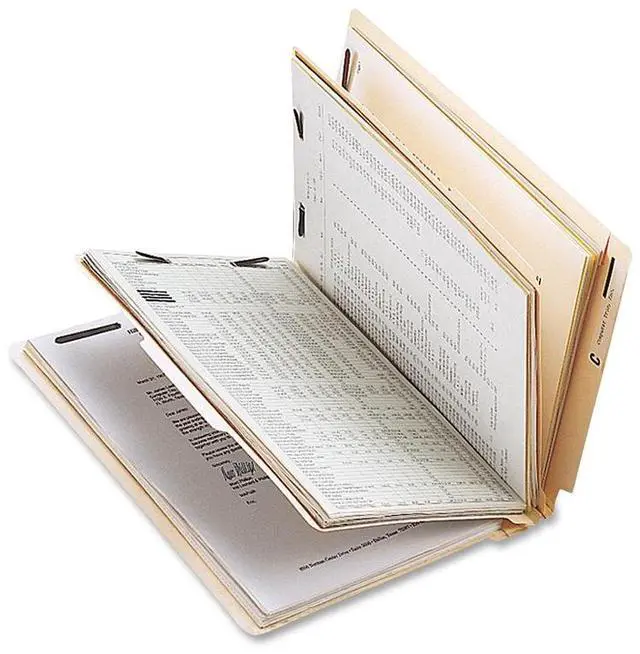 Alt view image 5 of 5 - Sparco Classificatn Folders w/Fasteners 2 Divider Ltr 10/BX Manila SP17254
