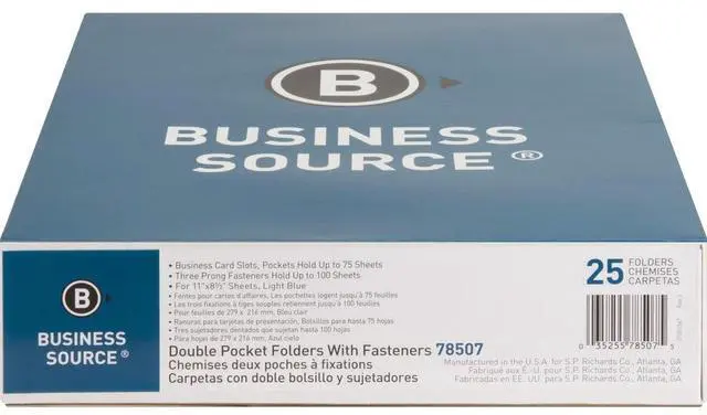 Alt view image 5 of 6 - Business Source 2-Pocket Folders 100 Sh Cap Ltr 9-1/2"x11" 25/BX LBE 78507
