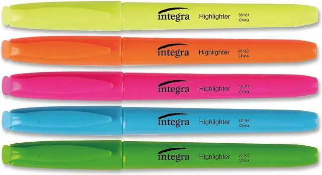 Alt view image 8 of 11 - Integra Pen Style Highlighter Chisel Tip 5 Color/ST Fluorescent AST 36180
