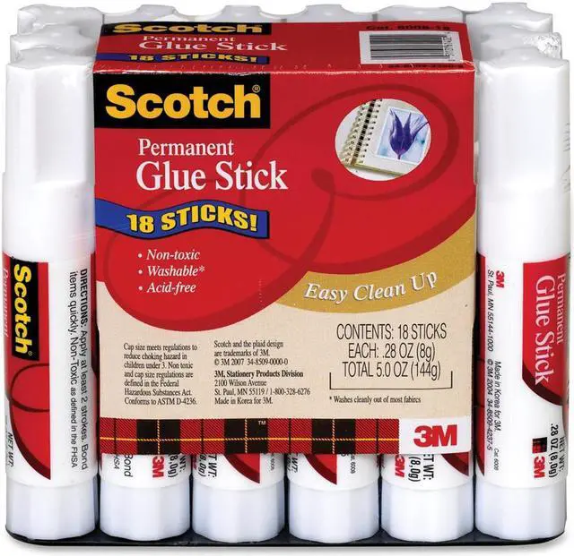 Alt view image 7 of 9 - 3M Permanent White Glue Sticks 0.28 oz 18/Pk MMM600818
