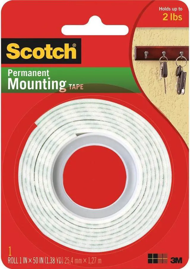 Alt view image 17 of 18 - 3M Mounting Tape Holds 2 lb. 1"x50" White 114