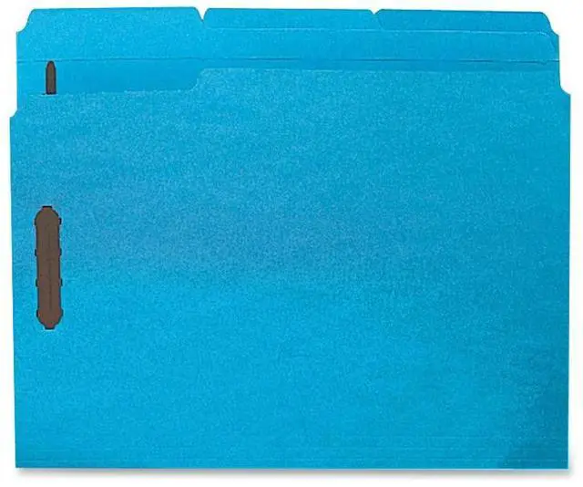 Alt view image 3 of 3 - Sparco Fastener Folders w/ 2-Ply Tab 1/3 Ast Tab 50/BX Ltr Blue SP17267