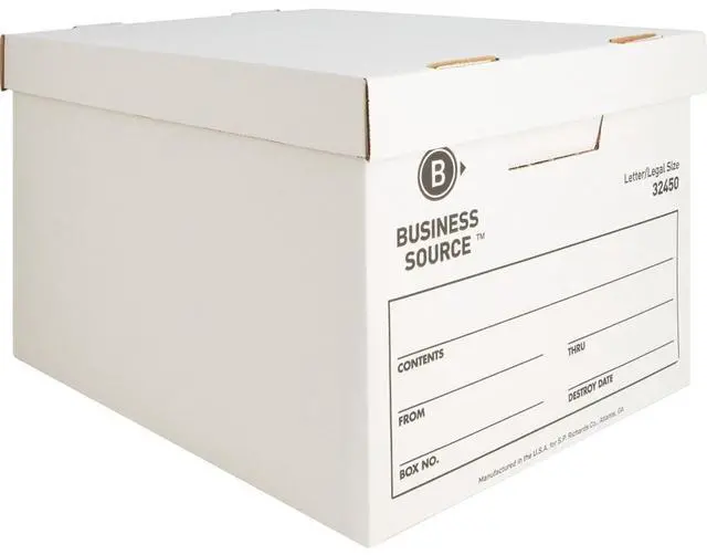 Alt view image 3 of 5 - Business Source Storage Boxes Ltr/Legal 400 lb 12"x15"x10" 12/CT White 32450