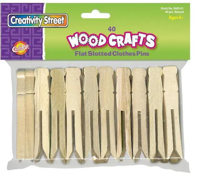 Alt view image 7 of 8 - Chenille Kraft 368501 Flat Wood Slotted Clothespins  3-3/4 Length  40 Toothpicks per Pack
