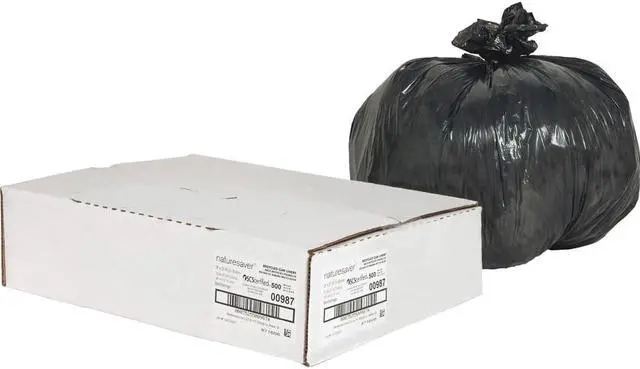Alt view image 11 of 12 - Nature Saver Trash Can Liners Rcycld 7-10 Gal .65mil 24"x23" 500/BX BK 00987