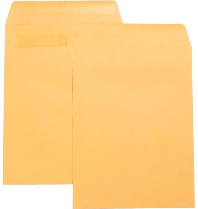 Alt view image 2 of 4 - Business Source Press/Seal Catalog Envelopes Plain 9"x12" 100/BX Kraft 42123