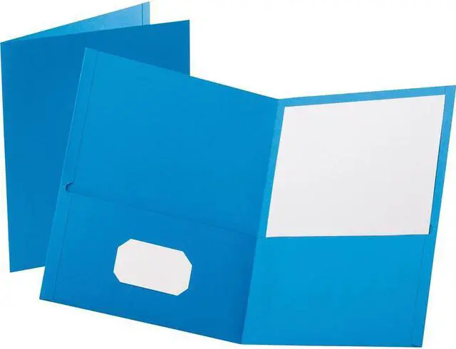 Alt view image 5 of 6 - Oxford Twin-Pocket Folder Embossed Leather Grain Paper Light Blue 25/Box 57501