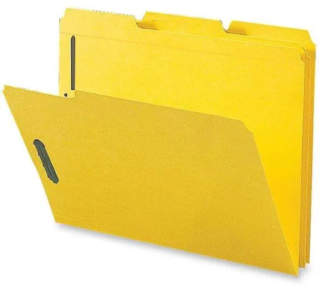 Alt view image 2 of 3 - Sparco Fastener Folders w/ 2-Ply Tab 1/3 Ast Tab 50/BX Ltr Yellow SP17270